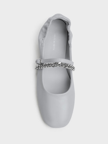CHARLES & KEITH Latest | Georgie Chain Mary Jane Flats - Light Grey