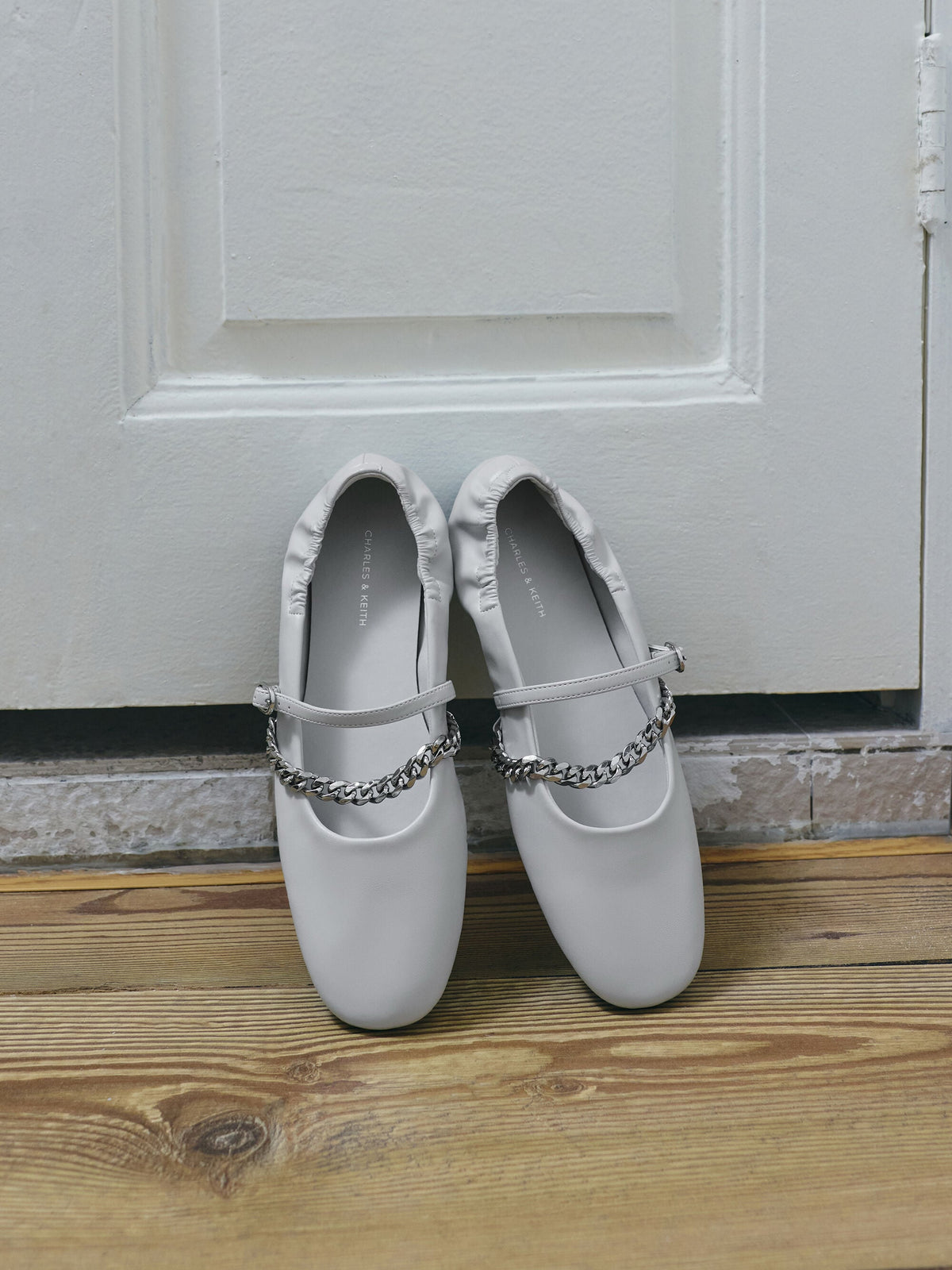 CHARLES & KEITH Latest | Georgie Chain Mary Jane Flats - Light Grey