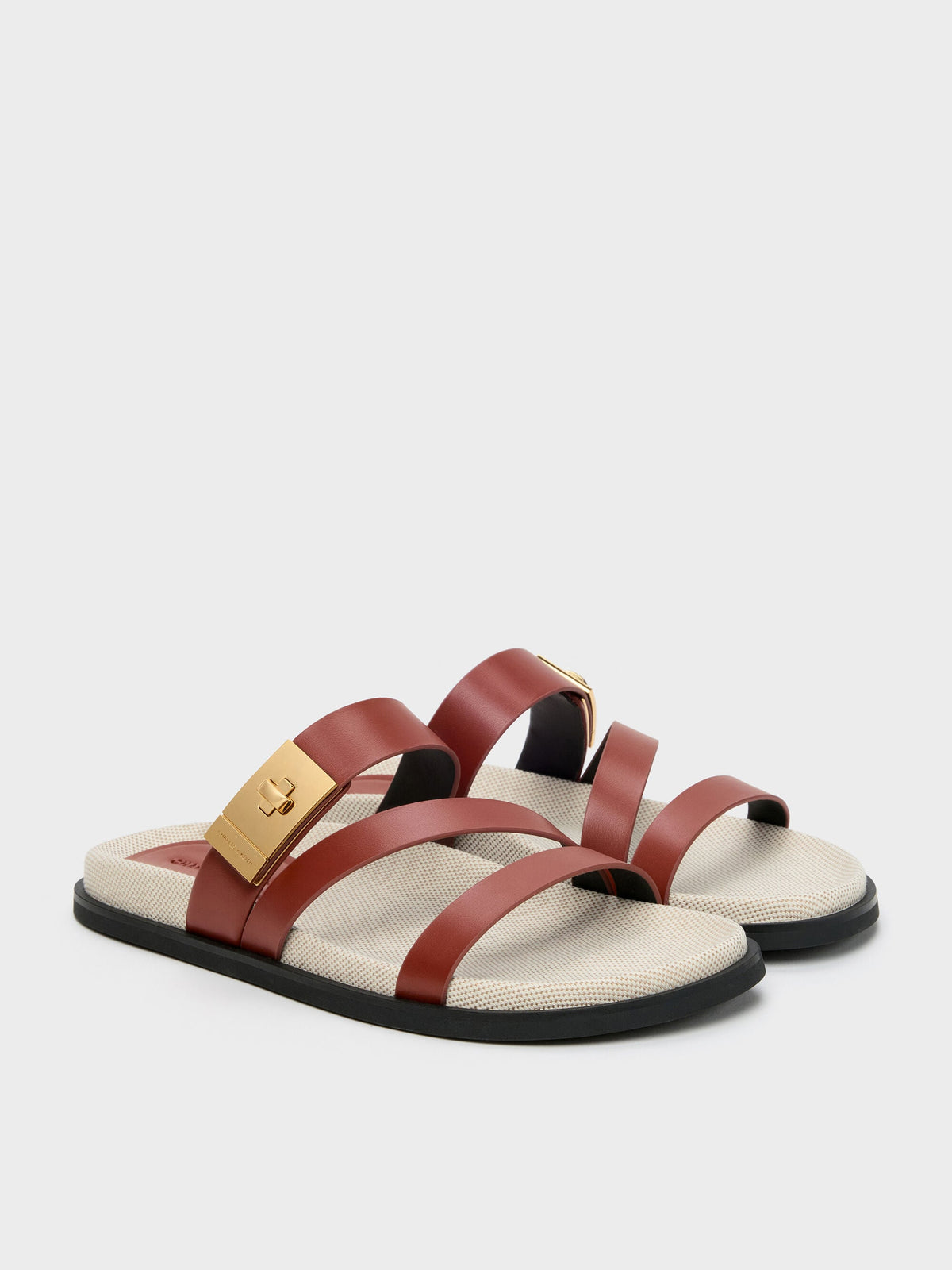 CHARLES & KEITH Smart Buy | Aelin Canvas Metallic-Buckle Strappy Sandals - Multi