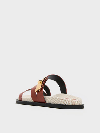 CHARLES & KEITH Smart Buy | Aelin Canvas Metallic-Buckle Strappy Sandals - Multi