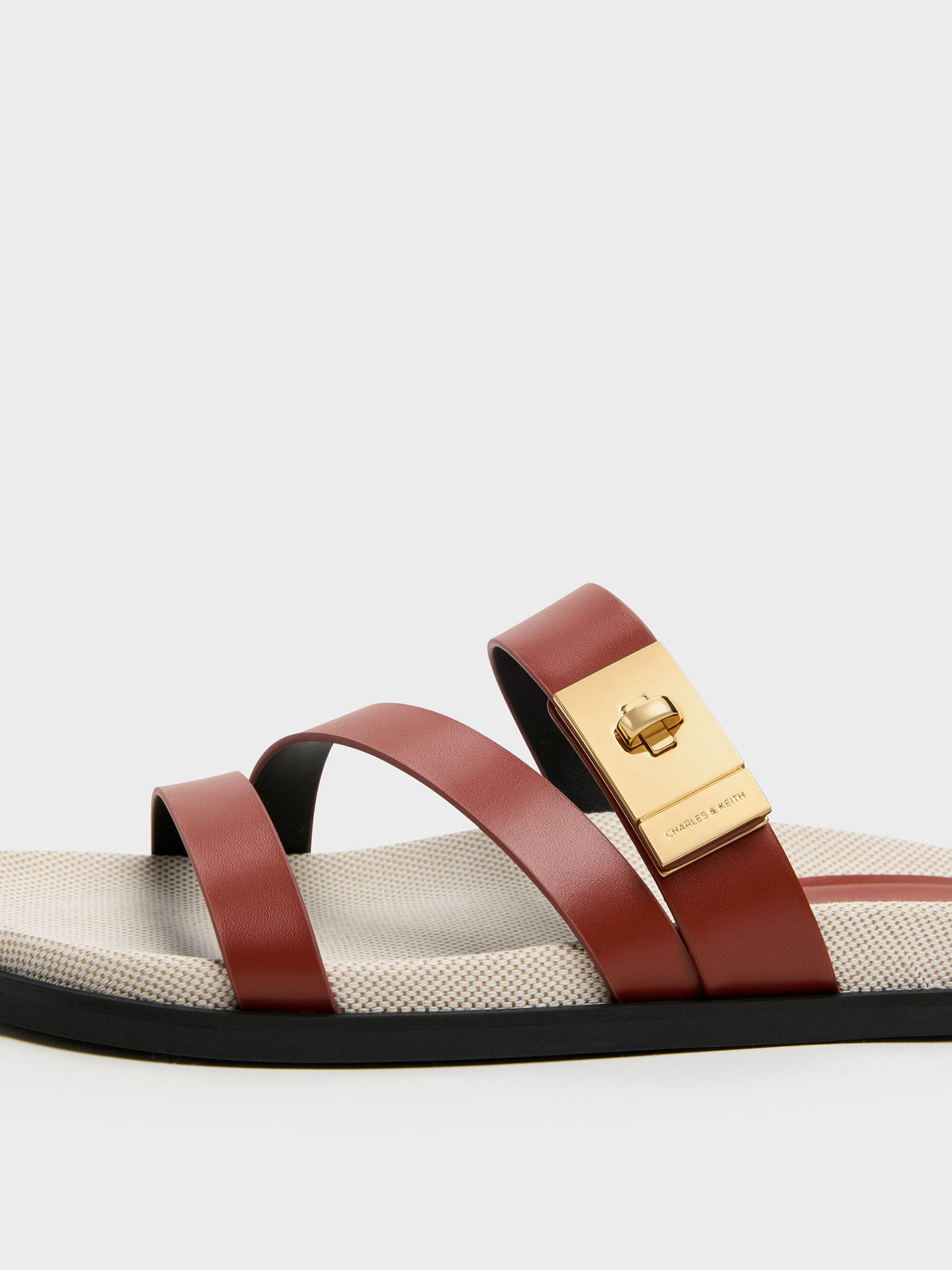 CHARLES & KEITH Smart Buy | Aelin Canvas Metallic-Buckle Strappy Sandals - Multi