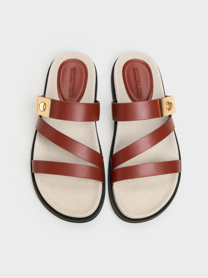 CHARLES & KEITH Smart Buy | Aelin Canvas Metallic-Buckle Strappy Sandals - Multi