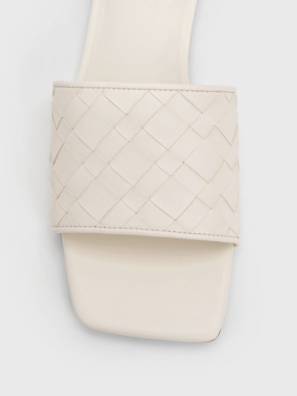 CHARLES & KEITH Recommended | Ivette Woven Slide Sandals - Chalk