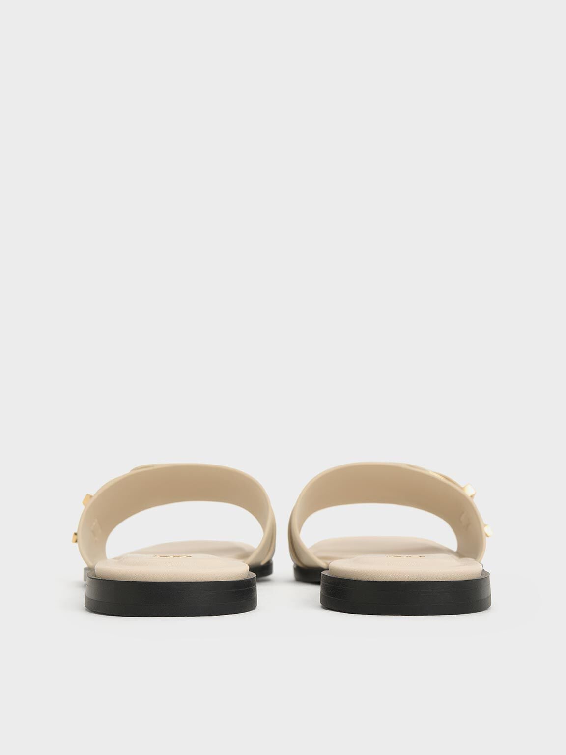 CHARLES & KEITH Classic | Whitney Leather Slide Sandals - Chalk