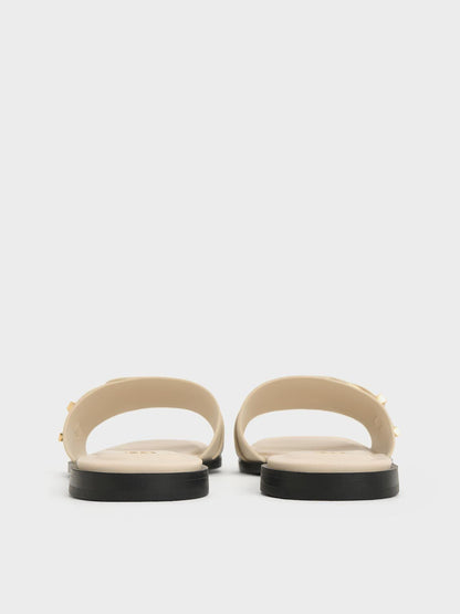 CHARLES & KEITH Classic | Whitney Leather Slide Sandals - Chalk