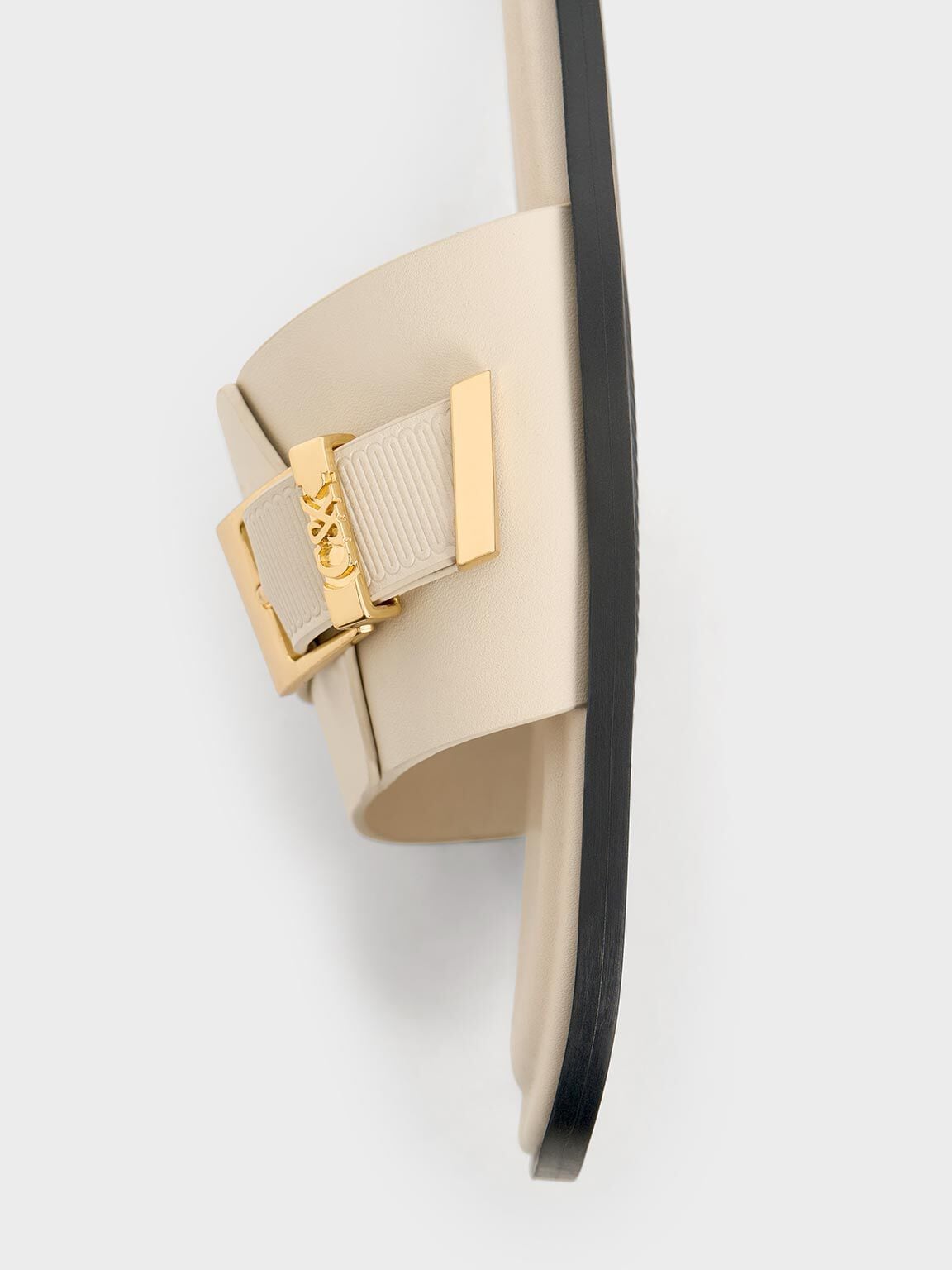 CHARLES & KEITH Classic | Whitney Leather Slide Sandals - Chalk