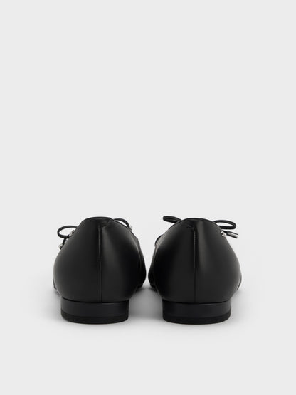 CHARLES & KEITH Top Pick | Jianna Leather Lace-Tie Flats - Black