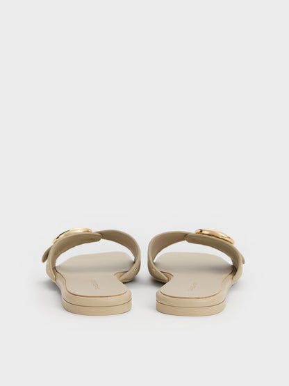 CHARLES & KEITH Discount | Studded Buckled Slide Sandals - Beige