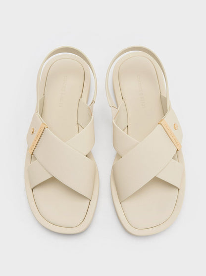 CHARLES & KEITH Deals | Audra Crossover Slingback Sandals - Chalk
