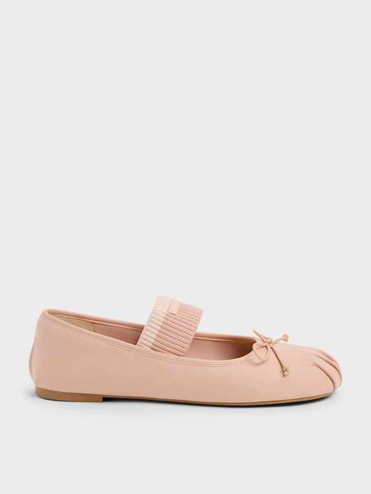 CHARLES & KEITH Smart Buy | Winona Faux Suede Mary Jane Flats - Blush