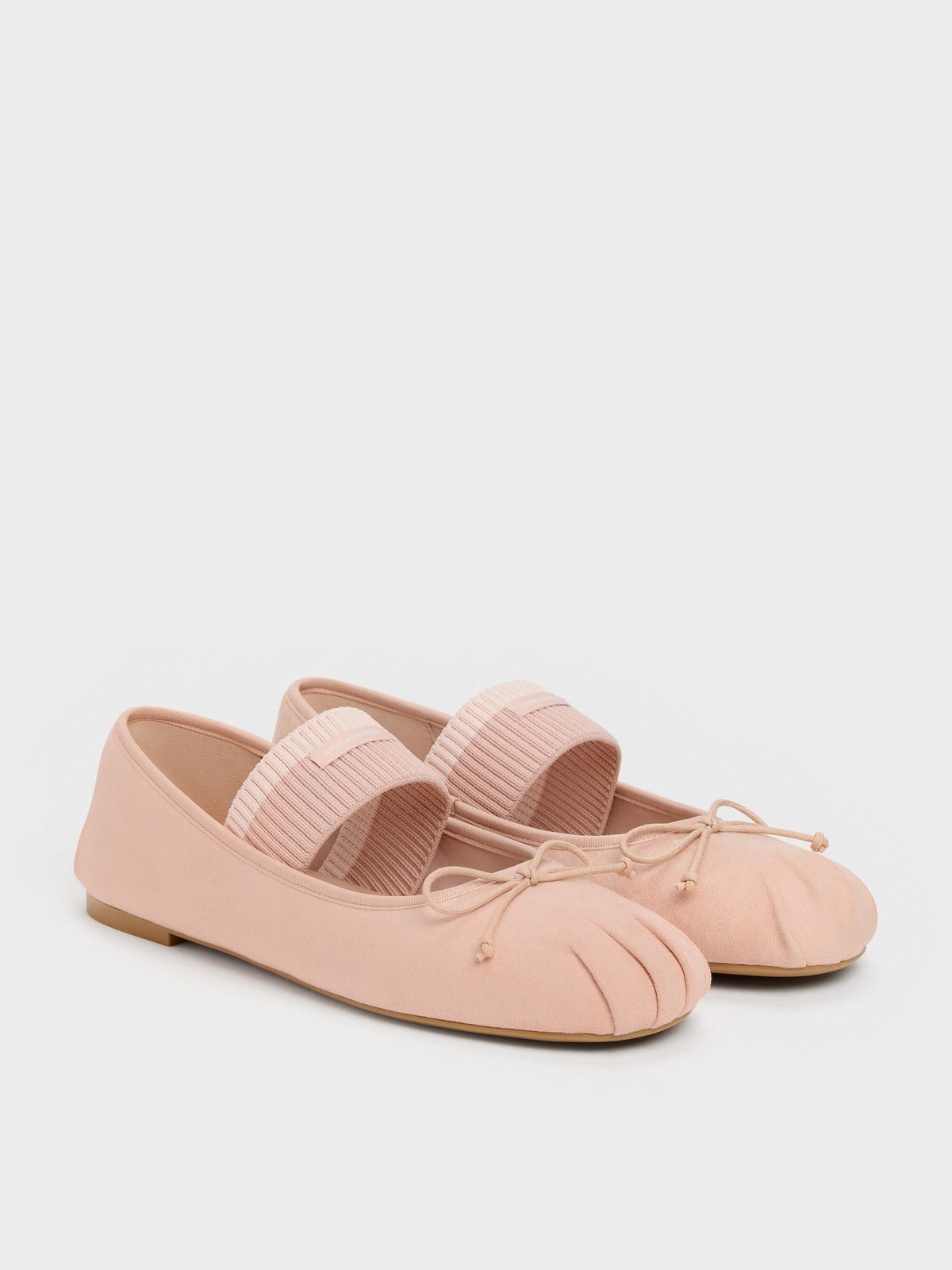 CHARLES & KEITH Smart Buy | Winona Faux Suede Mary Jane Flats - Blush