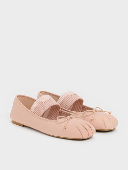 CHARLES & KEITH Smart Buy | Winona Faux Suede Mary Jane Flats - Blush