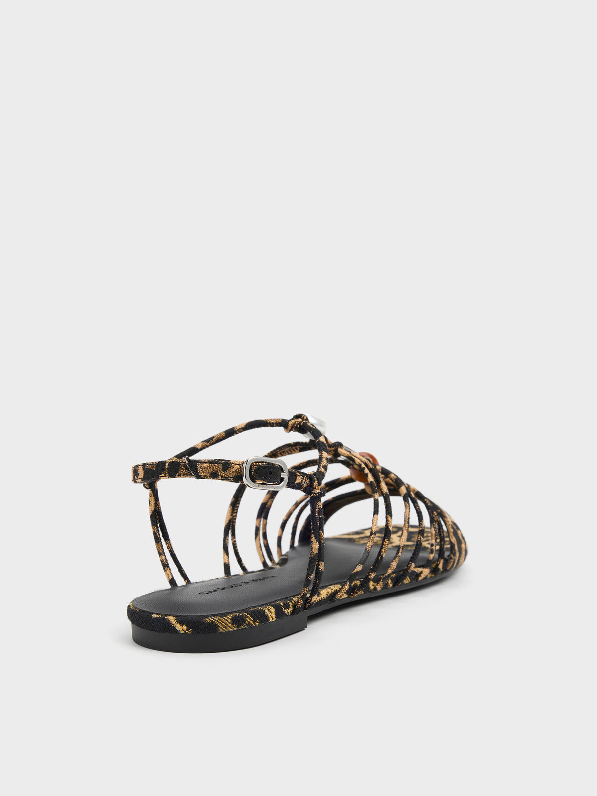 CHARLES & KEITH Signature | Georgie Leopard-Print Bead Strappy Sandals - Animal Print Natural