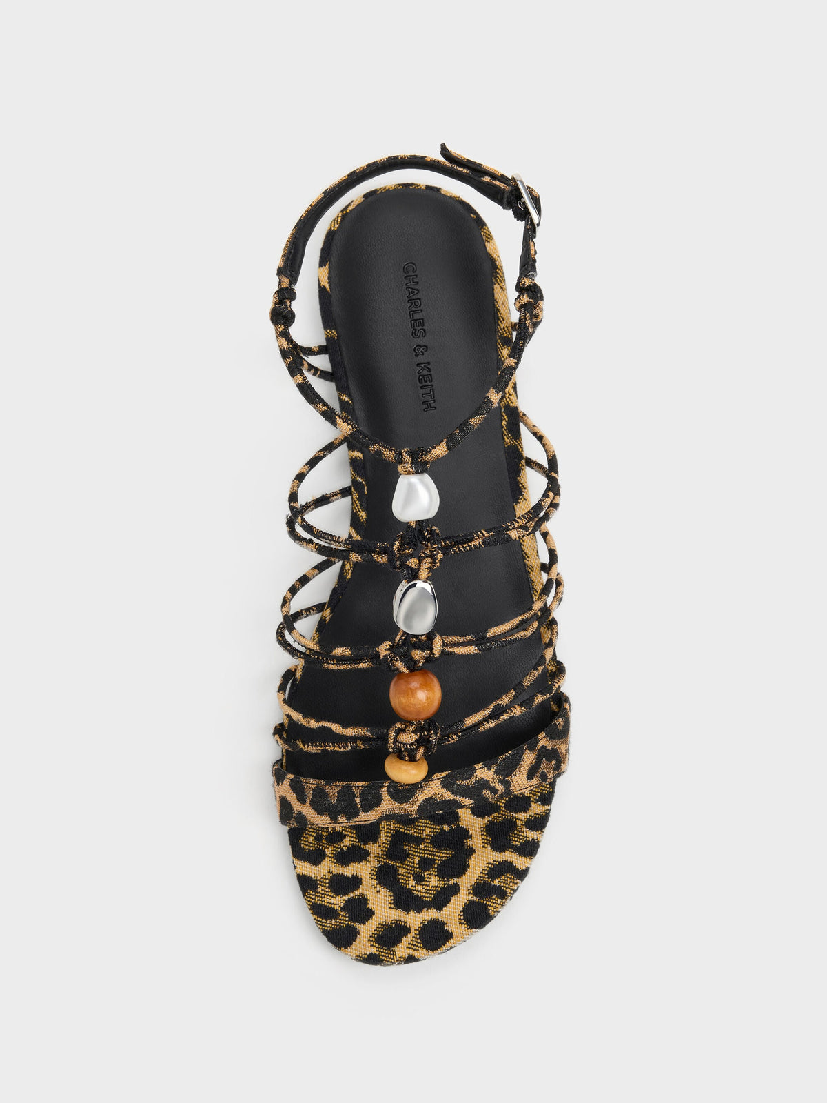 CHARLES & KEITH Signature | Georgie Leopard-Print Bead Strappy Sandals - Animal Print Natural