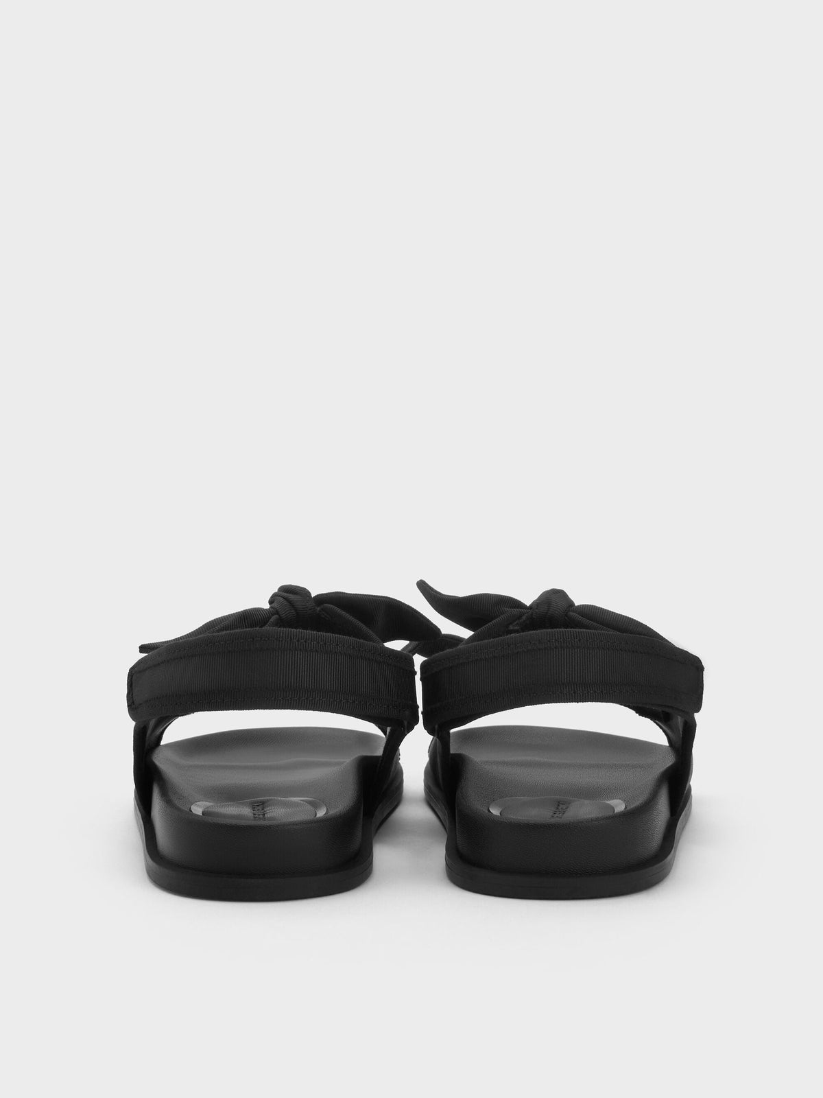 CHARLES & KEITH Value | Silk Knot-Bow Slingback Sandals - Black Textured