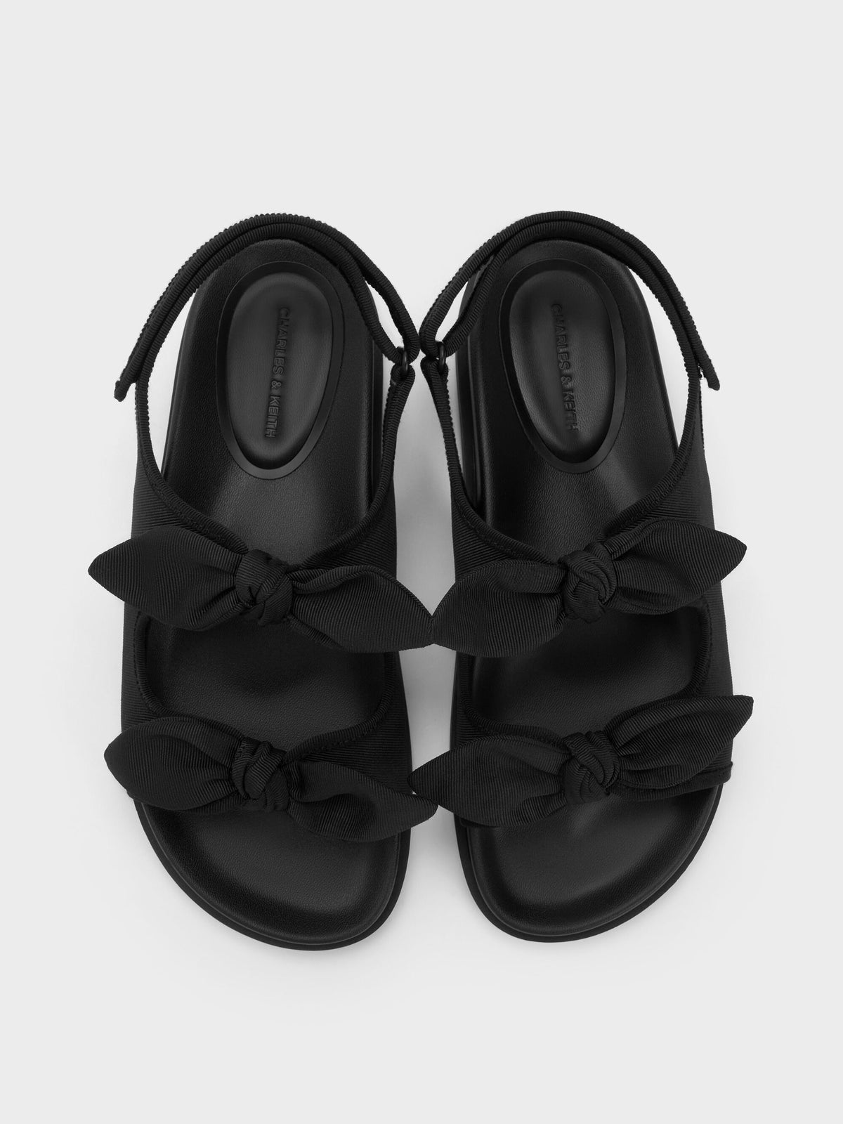 CHARLES & KEITH Value | Silk Knot-Bow Slingback Sandals - Black Textured