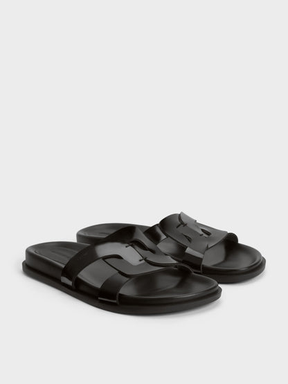 CHARLES & KEITH Classic | Fannie Interwoven Slide Sandals - Black Box