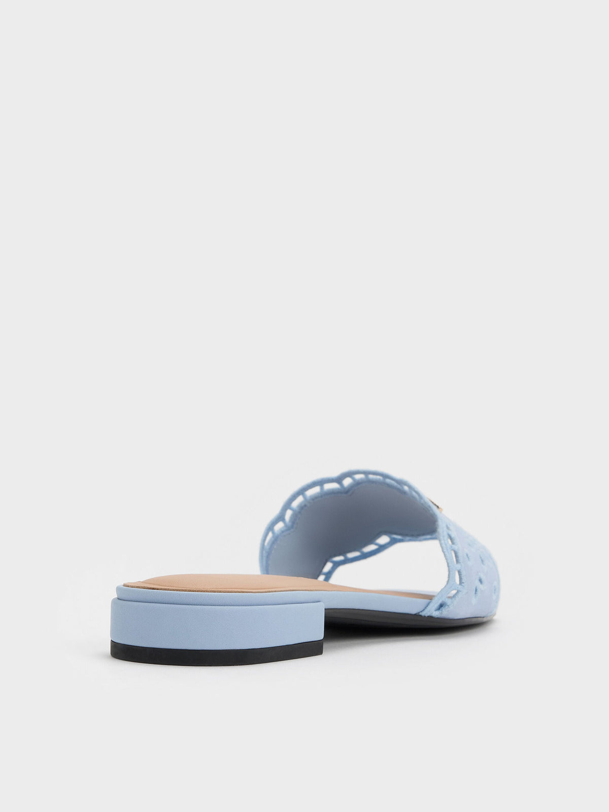 CHARLES & KEITH Trending | Leather Embroidered Slide Sandals - Light Blue