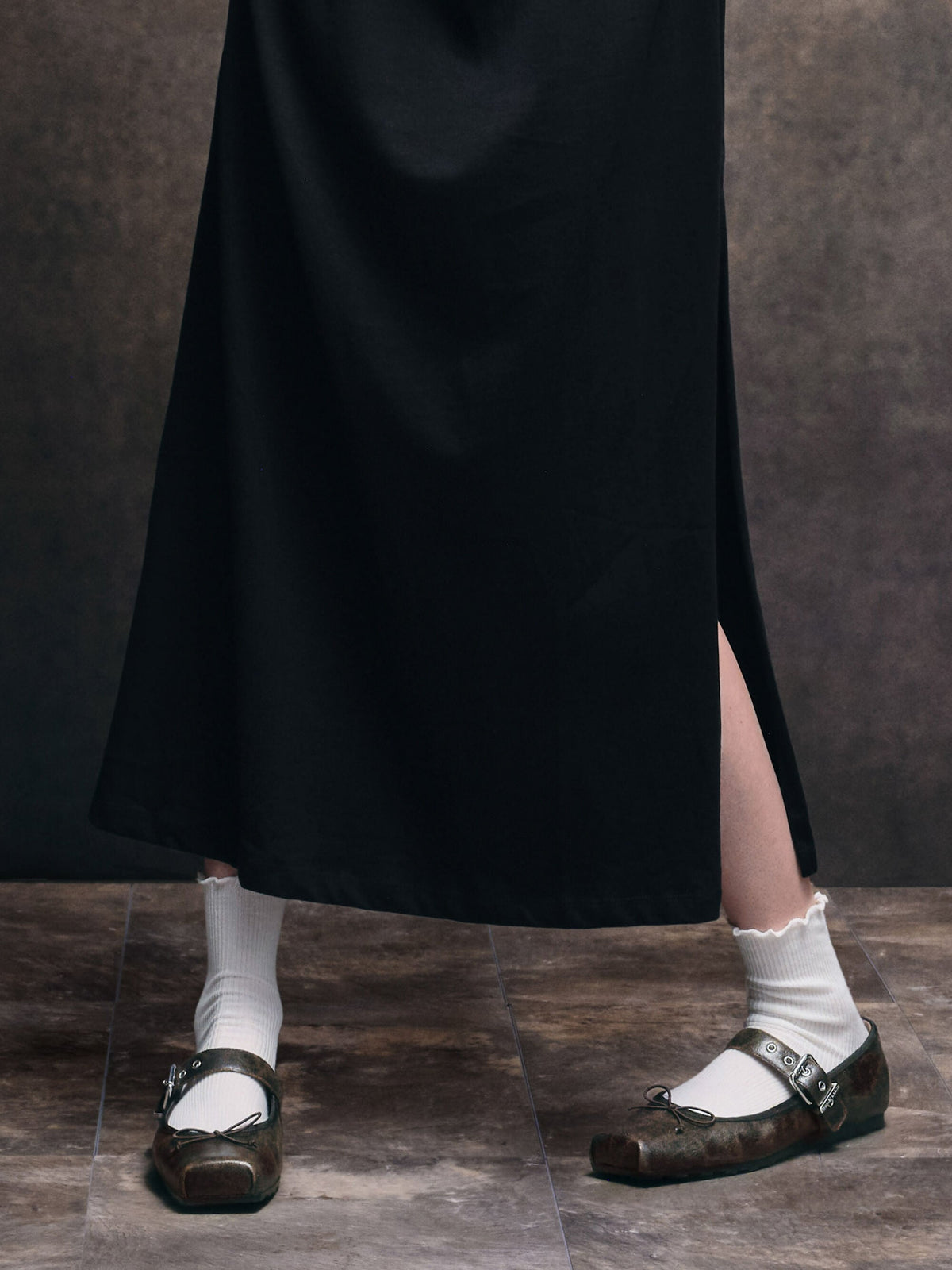 CHARLES & KEITH Top Pick | Myler Crinkle-Effect Bow Mary Janes - Dark Brown