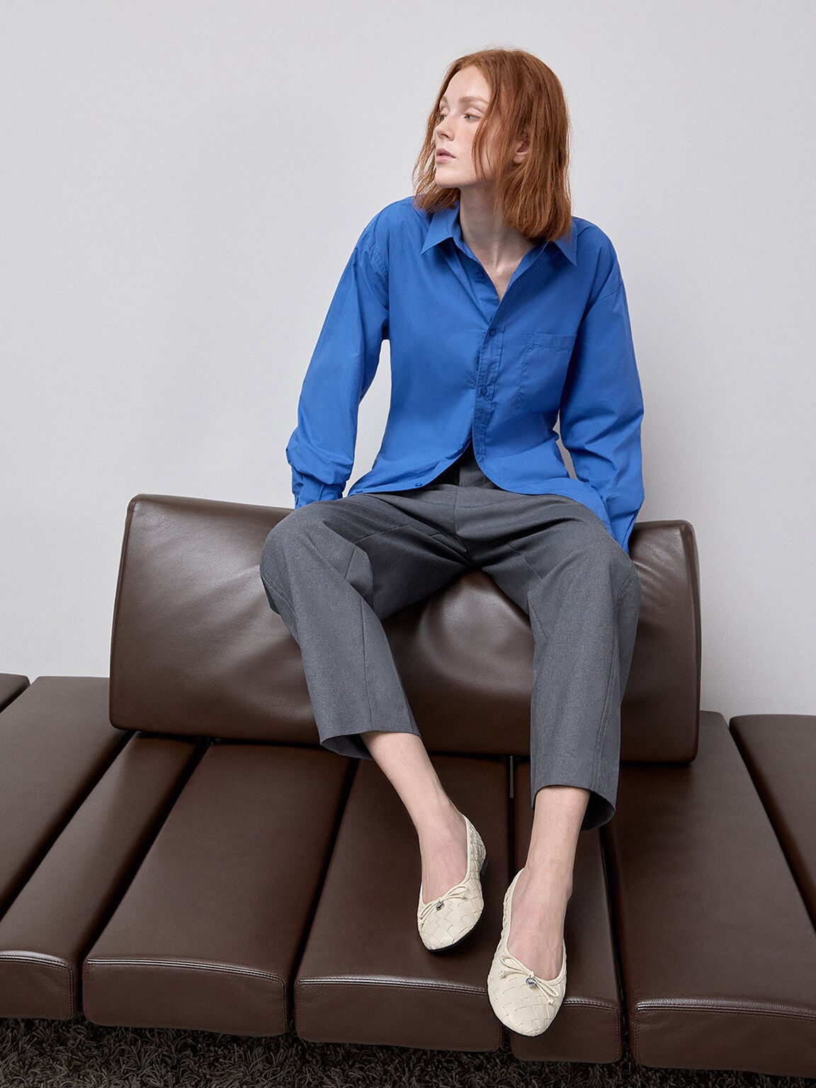 CHARLES & KEITH Essential | Ivette Woven Bow Ballet Flats - Chalk