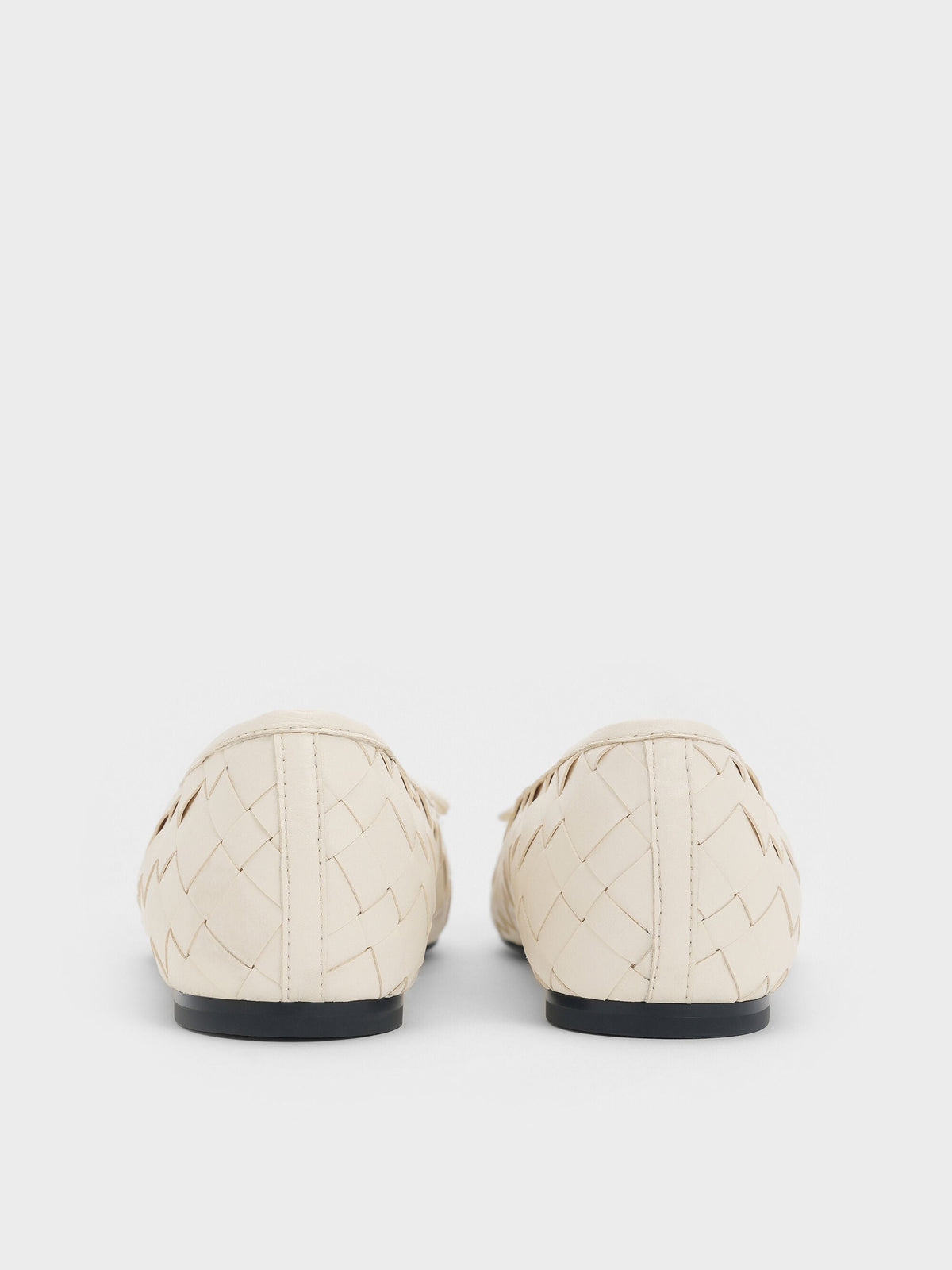 CHARLES & KEITH Essential | Ivette Woven Bow Ballet Flats - Chalk