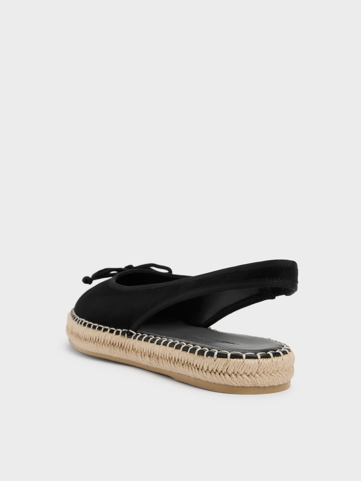 CHARLES & KEITH Popular | Faux Suede Bow Slingback Espadrilles - Black Textured