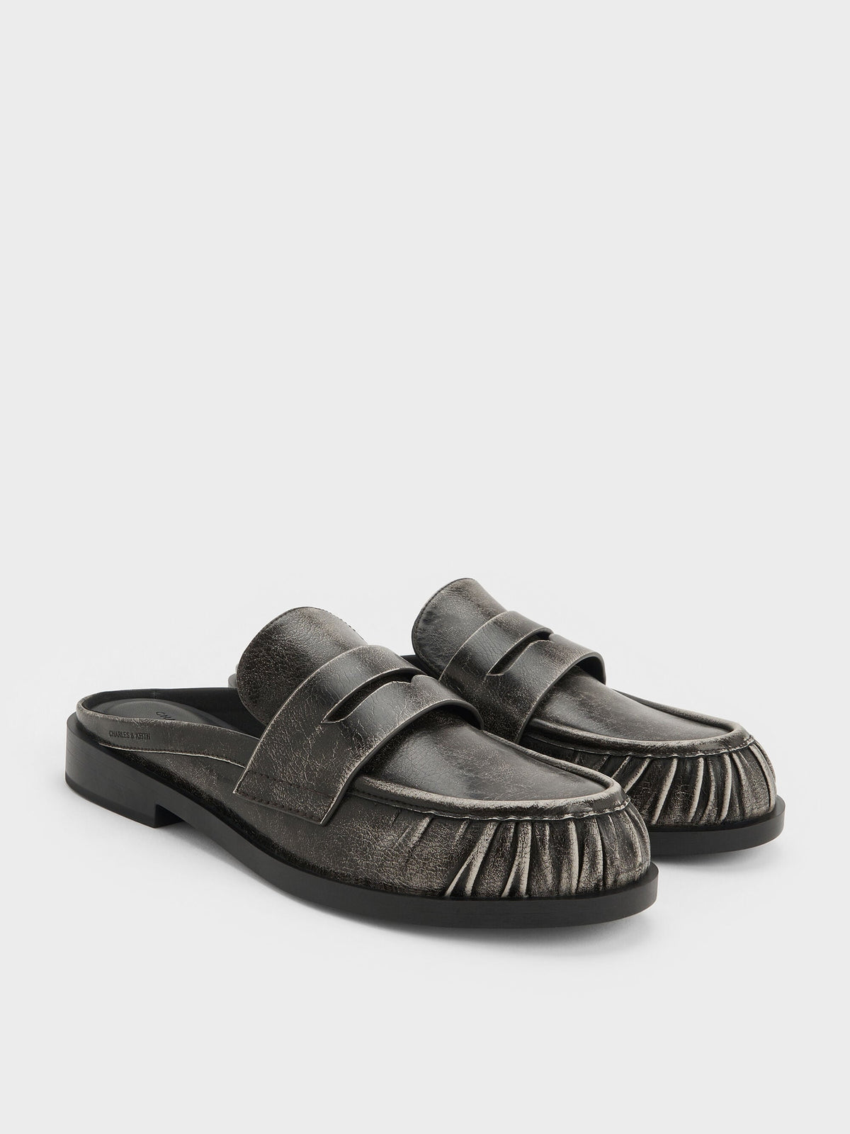 CHARLES & KEITH Customer Favorite | Dylan Penny Loafer Mules - Grey