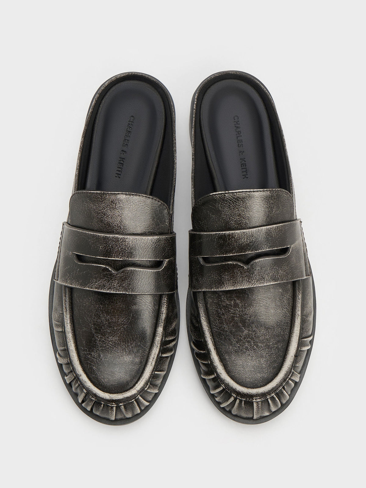 CHARLES & KEITH Customer Favorite | Dylan Penny Loafer Mules - Grey