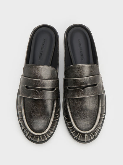 CHARLES & KEITH Customer Favorite | Dylan Penny Loafer Mules - Grey