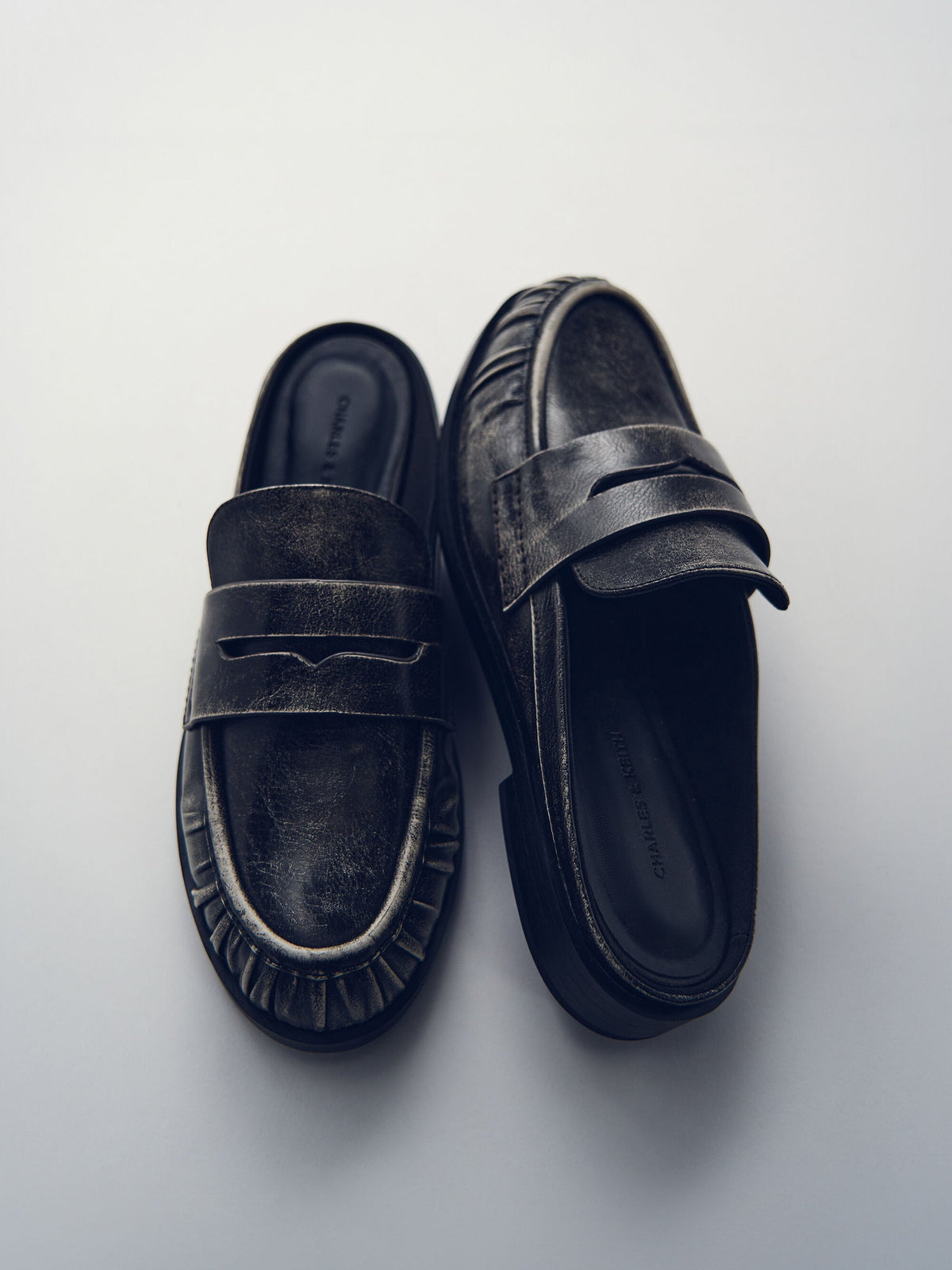 CHARLES & KEITH Customer Favorite | Dylan Penny Loafer Mules - Grey