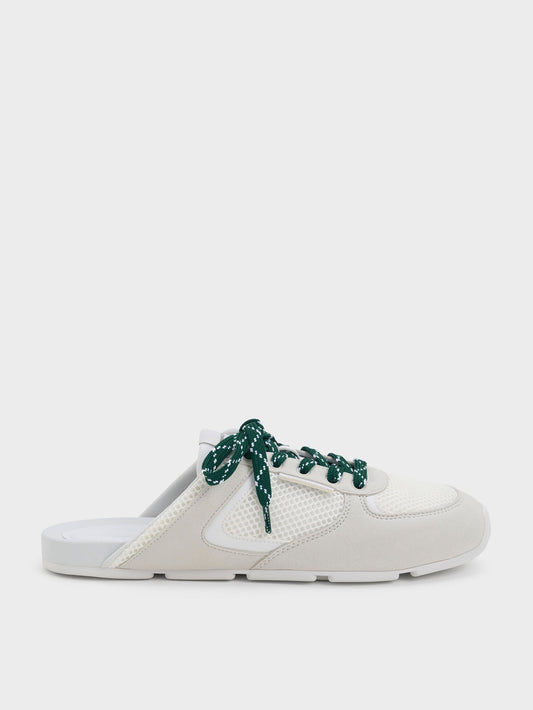 CHARLES & KEITH Essential | Mesh Lace-Up Sneaker Mules - White