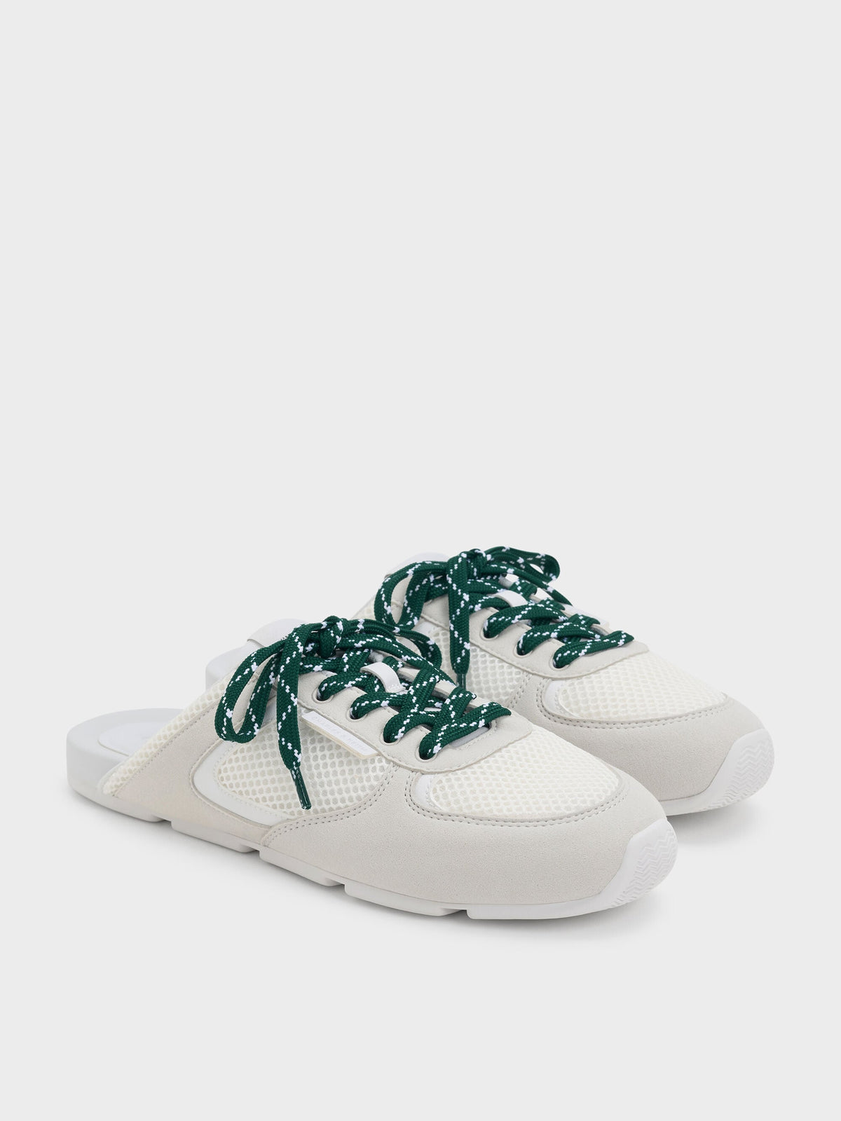 CHARLES & KEITH Essential | Mesh Lace-Up Sneaker Mules - White