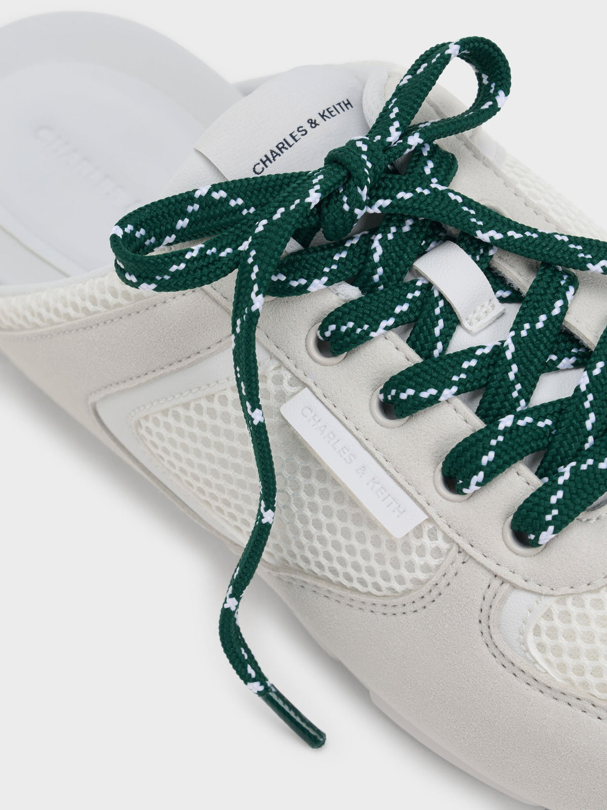 CHARLES & KEITH Essential | Mesh Lace-Up Sneaker Mules - White