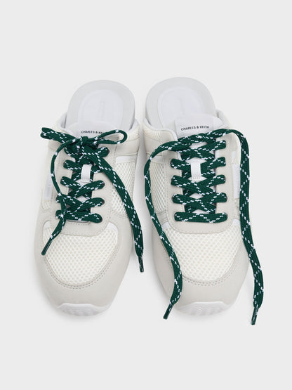 CHARLES & KEITH Essential | Mesh Lace-Up Sneaker Mules - White