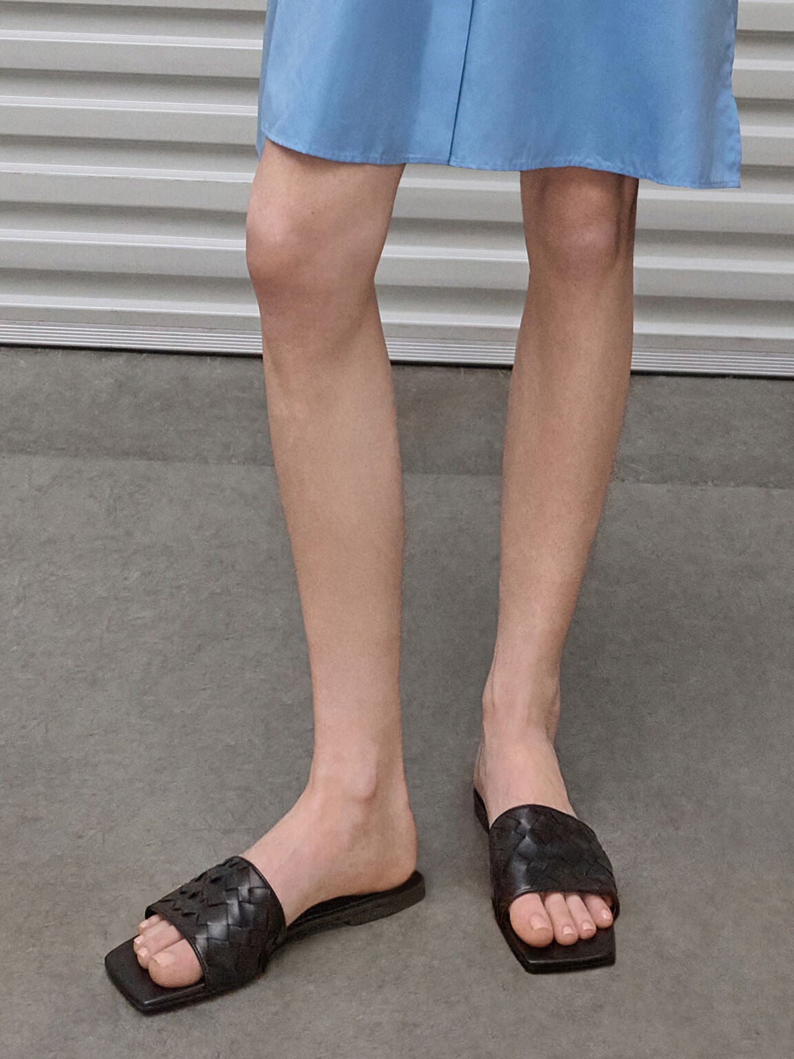 CHARLES & KEITH Premium | Ivette Woven Slide Sandals - Black