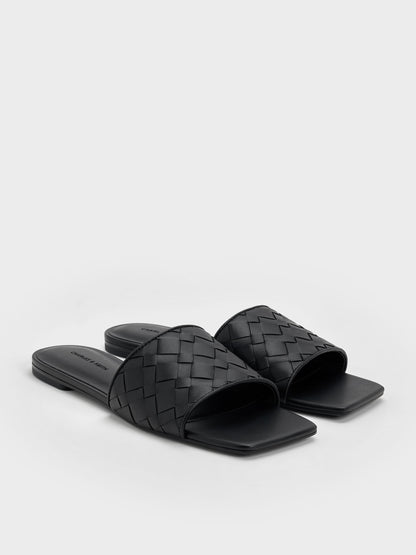 CHARLES & KEITH Premium | Ivette Woven Slide Sandals - Black