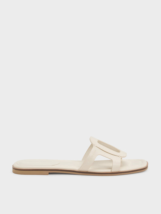 CHARLES & KEITH Sale | Easley Cut-Out Slide Sandals - Chalk