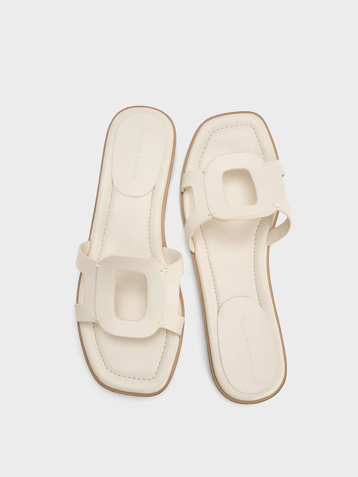 CHARLES & KEITH Sale | Easley Cut-Out Slide Sandals - Chalk