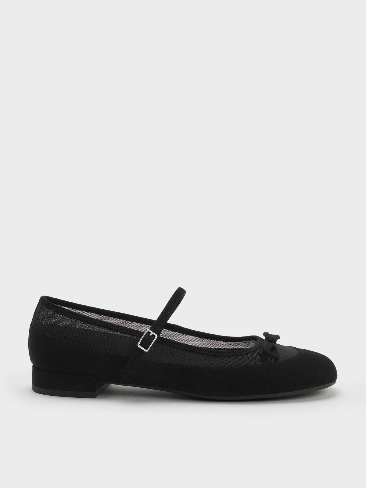 CHARLES & KEITH Trending | Mulligan Faux Suede & Mesh Mary Janes - Black Textured