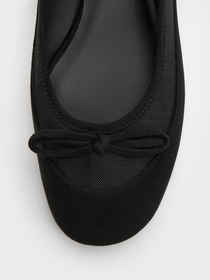 CHARLES & KEITH Trending | Mulligan Faux Suede & Mesh Mary Janes - Black Textured