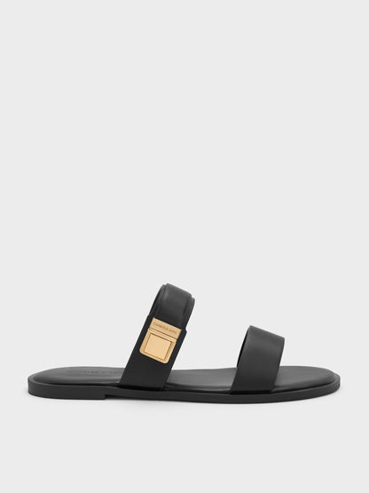 CHARLES & KEITH Trending | Dove Double-Strap Sandals - Black