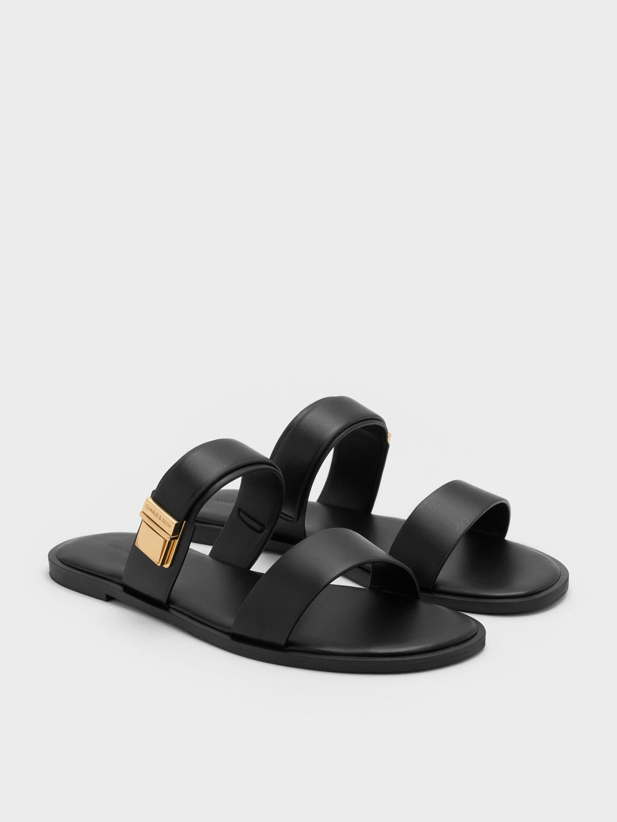 CHARLES & KEITH Trending | Dove Double-Strap Sandals - Black