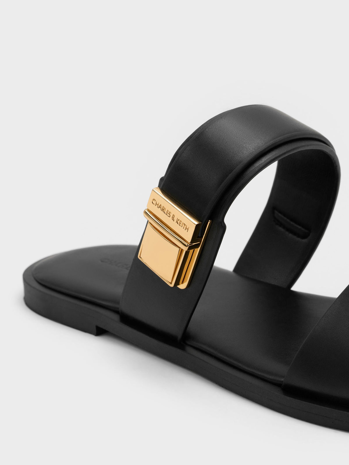 CHARLES & KEITH Trending | Dove Double-Strap Sandals - Black