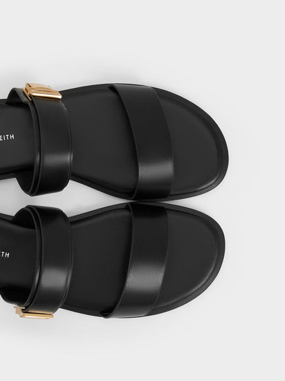 CHARLES & KEITH Trending | Dove Double-Strap Sandals - Black
