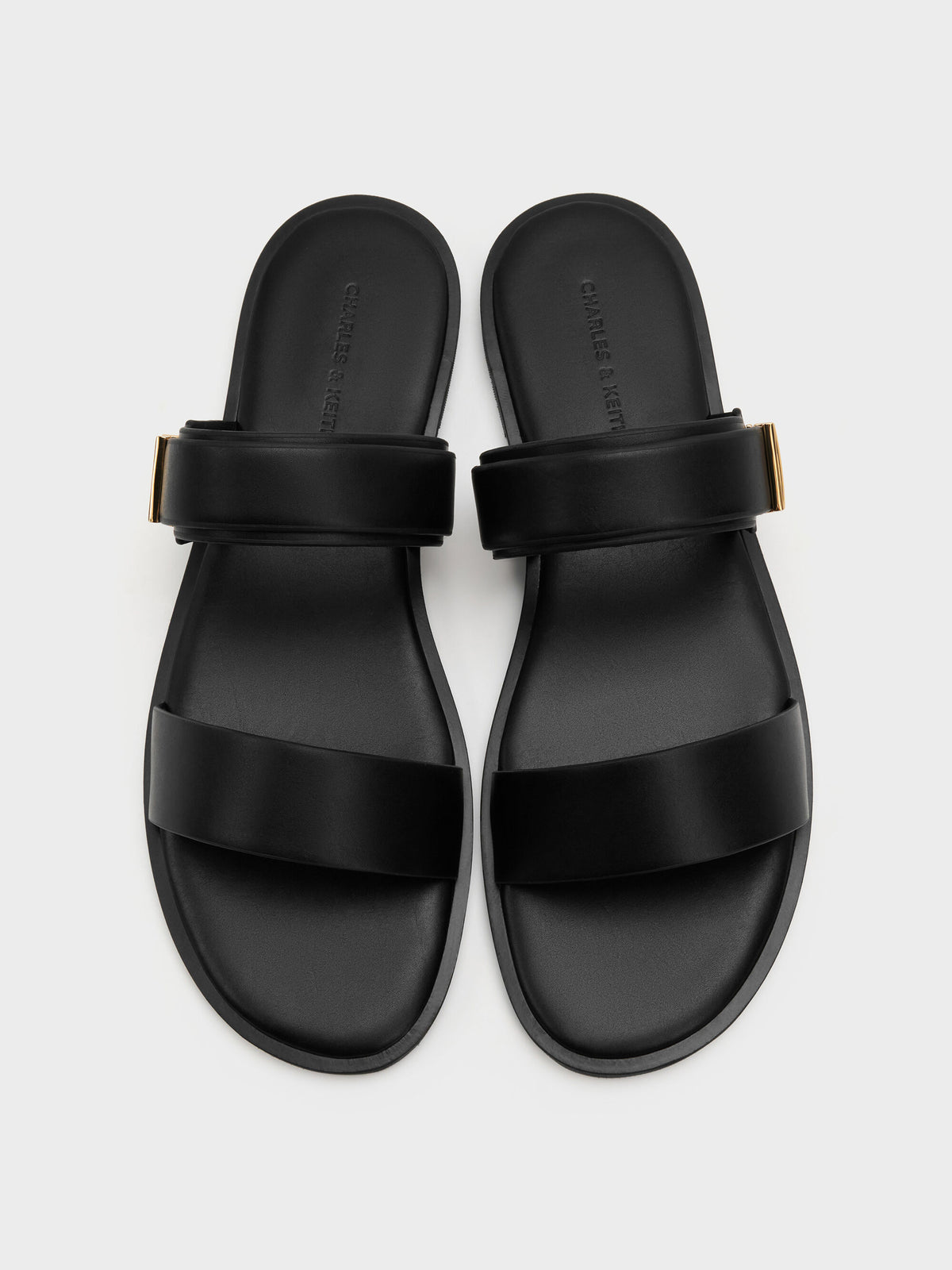CHARLES & KEITH Trending | Dove Double-Strap Sandals - Black