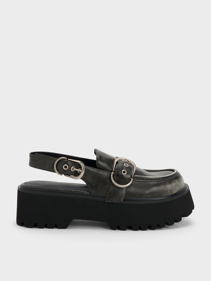 CHARLES & KEITH Sale | Eliot Platform Slingback Loafers - Grey