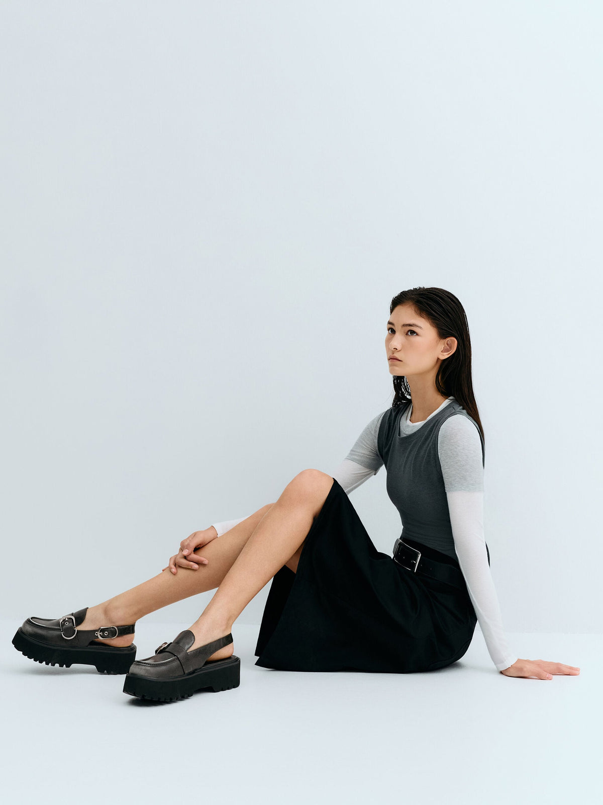 CHARLES & KEITH Sale | Eliot Platform Slingback Loafers - Grey