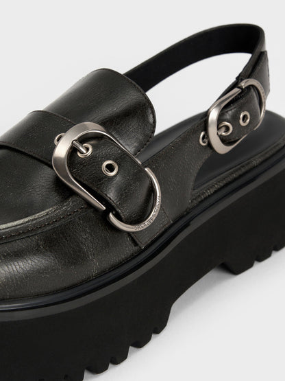 CHARLES & KEITH Sale | Eliot Platform Slingback Loafers - Grey