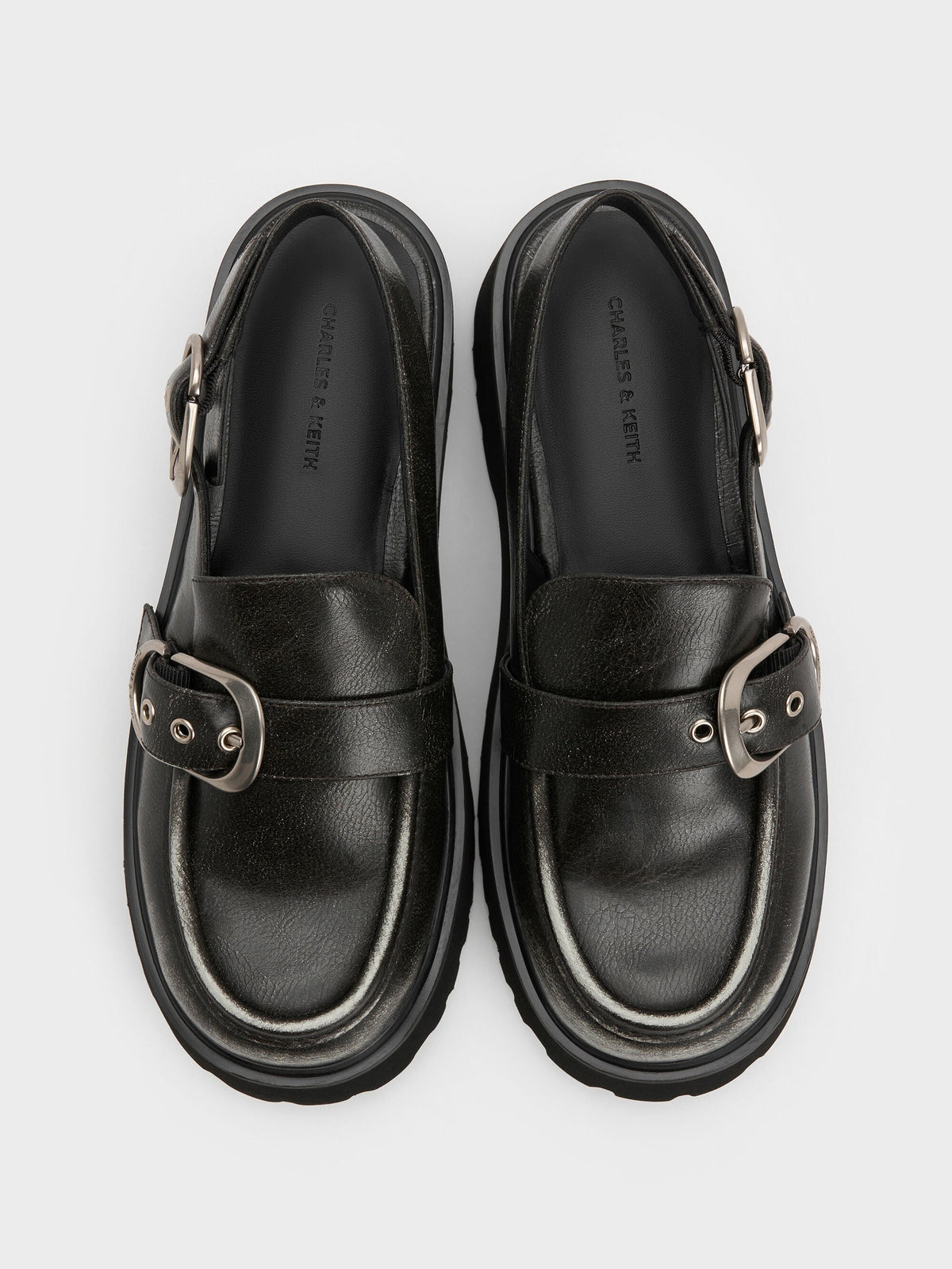 CHARLES & KEITH Sale | Eliot Platform Slingback Loafers - Grey