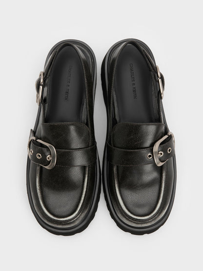 CHARLES & KEITH Sale | Eliot Platform Slingback Loafers - Grey